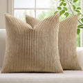 Mecatny Corduroy Fall Decorative Throw Pillow Covers 24x24 Set of 2 Khaki by Mecatny