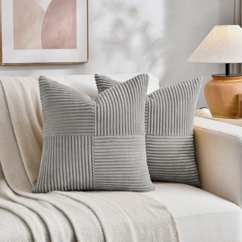 Fancy Homi 2 Packs Grey Euro Decorative Throw Pillow Covers 28x28 Inch - Image 5