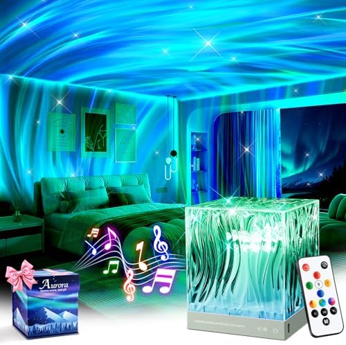 Mubarek Northern Lights for Bedroom,15 White Noise + Bluetooth Galaxy Light Projector,RGB Multi-Color Lamps for Night Stands Home Decor Living Room Night Light for Kids Gifts for Teen Girls by Mubarek