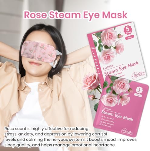 LANNA Heated Steam Eye Mask, Disposable 120 Minutes, Rose Scent - Image 3