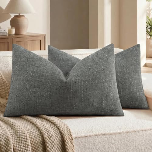 decorUhome Chenille Decorative Throw Pillow Covers 12x20 Set of 2 by decorUhome