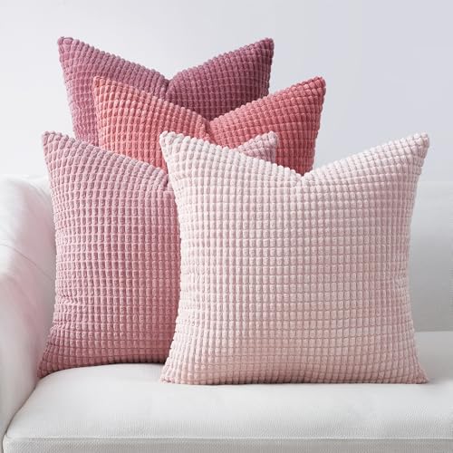 Topfinel 4 Packs Pink Decorative Throw Pillow Covers 16x16 Inch by Topfinel