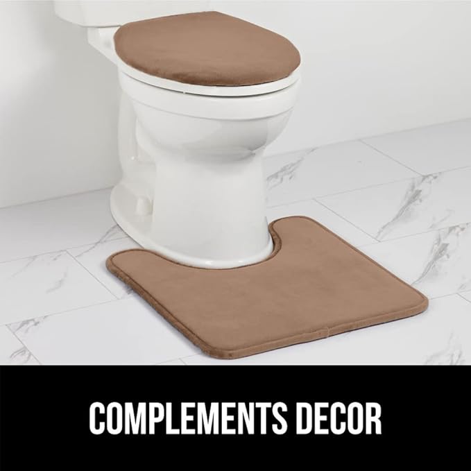 GORILLA GRIP Thick Memory Foam Bathroom Toilet Lid Seat Cover, Soft Velvet Topside, Machine Wash, Plush Cushioned Covers Fits Most Size Lids, Decorative Bath Room Accessories, 19.5x18.5, Taupe