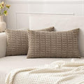 MIULEE Lumbar Corduroy Decorative Throw Pillow Covers 24x12 Light Brown by MIULEE