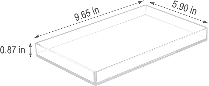 Bigfety Acrylic Bathroom Tray for Counter, Handmade Clear Trays Sturdy Organizer for Cup, Sponge, Soap, Plant (Medium, Clear)