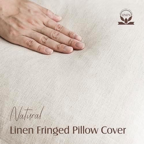 Foindtower Boho Linen Fringe Lumbar Throw Pillow Covers 12×24 Natural Beige - Image 2