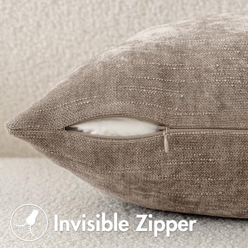 MIULEE 24x24 Inch Euro Textured Chenille Throw Pillow Covers Light Taupe - Image 6