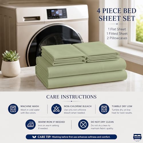 Cottingon 4 Piece Twin Sheets Fits 16" Deep, Egyptian Cotton - Image 5