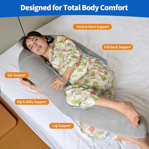 Pozico U-Shaped Full Body Pillow, 51-Inch Pregnancy Pillow - Image 5
