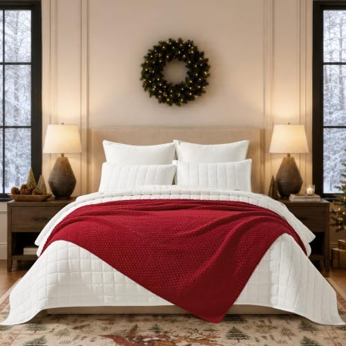 EVERGRACEHOME Chunky Chenille Knit Throw Blanket, 50 x 60, Classic Red - Image 2