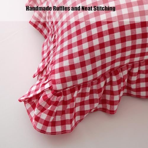 Mywinlle 2 Pack Red/White Plaid Gingham Throw Pillow Covers 18"x18" - Image 6