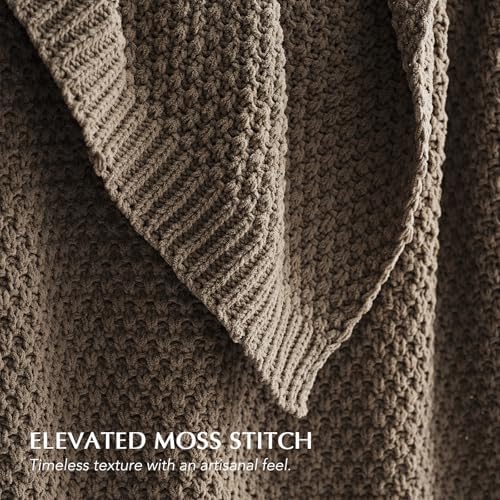 EVERGRACEHOME Chunky Chenille Knit Throw Blanket, 90 x 90, Mocha Brown - Image 3