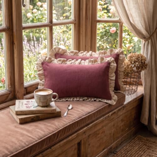 patdrea Vintage Red Linen Throw Pillow Covers - Image 4
