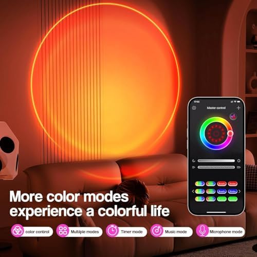 Sunset Lamp Projection, Sunset Night Light Rainbow Projector 180° 16 Color Changing 4 Modes, Vlog, Photography, Decorative, Party Decor, Gift for Women(16 Color) (red) (red) - Image 4