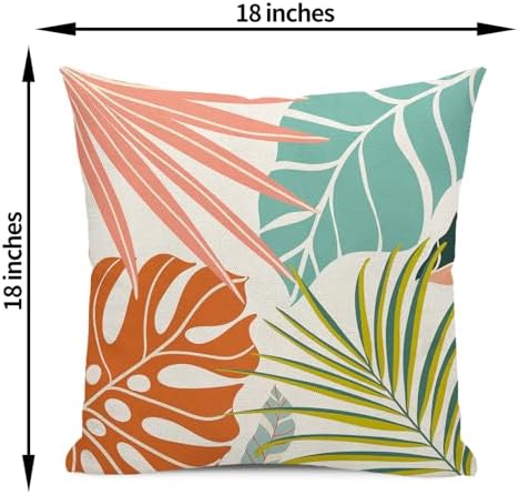 Summer Tropical Pillow Covers 18x18 Set of 2, Monstera Palm Leaf Pillowcase - Image 6