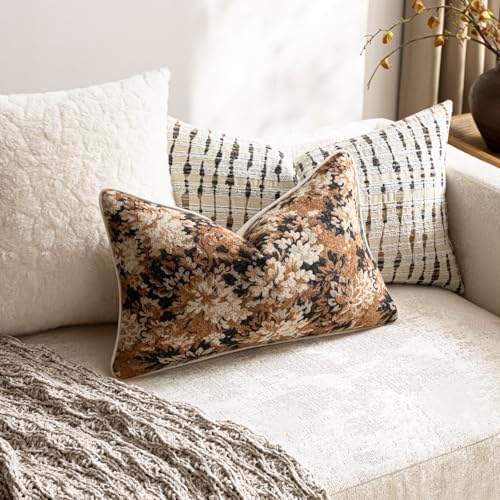 DEZENE Pack of 1 Vintage Floral Lumbar Pillow Covers 12x20 Boho Farmhouse - Image 4