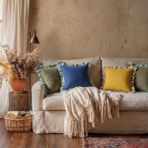 patdrea Vintage Navy Blue Linen Throw Pillow Covers - Image 7