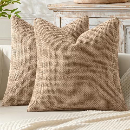 MIULEE Decorative Couch Throw Pillow Covers 20x20 Inch Khaki Camel 2 Pack by MIULEE