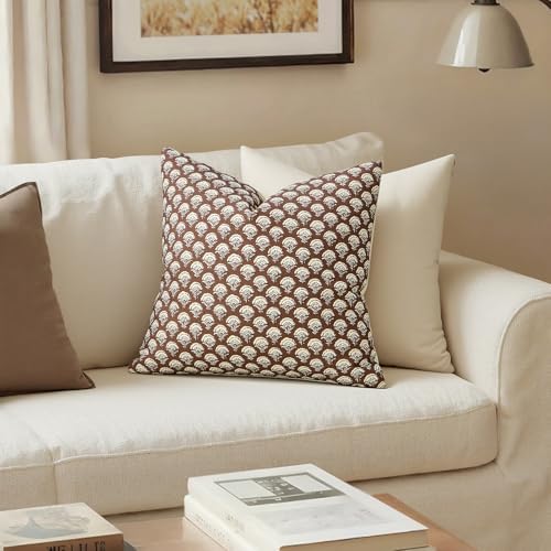 MIULEE Fall Floral Print Decorative Pillow Covers 20x20, Dark Brown - Image 2