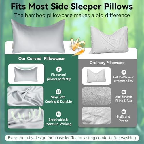 Cooling Curved Pillowcase for Side Sleeper Pillow - Image 2