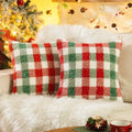 AQOTHES Red Green Plaid Christmas Throw Pillow Covers 18x18 Inch Set of 2 by AQOTHES