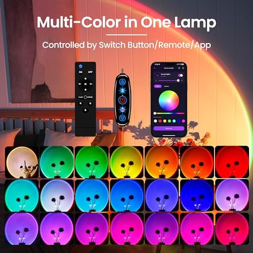 Sunset Lamp Projector with Remote/APP Control,360° Multi-Color Sunset Light - Image 2