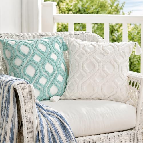 Boho Pillow Covers 18X18 Inch Boho Tufted Throw Pillow Covers Decorative - Image 3