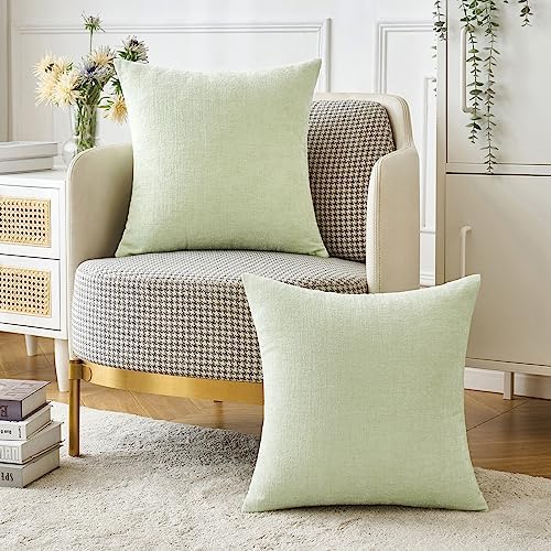 MIULEE Soft Chenille Throw Pillow Covers Light Green 18x18 Inch Pack of 2 - Image 5