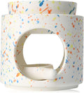 Ceramic Fragrance lamp with Tea Light Holder | Aroma lamp | Scented Oil and Scented Wax Diffuser | H*11cm ø10cm Removable Bowl | Grooved Surface (Multicolor)