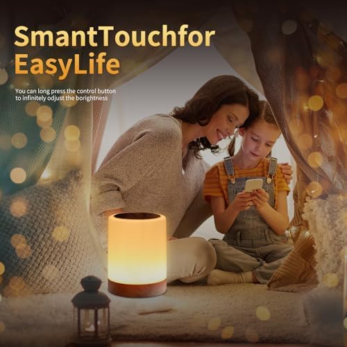OORUN Touch Bedside Table Lamp,13 RGB Colors & 5 Brightness, USB Rechargeable Desk Lamp, Remote Control Dimmable Night Light with RGB Color Changing,Portable Lamp for Baby, Bedroom, Living Room - Image 5