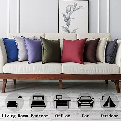 Jeanerlor Solid Cotton Linen Decoration Throw Pillow Cover Dark Grey Cushion - Image 2