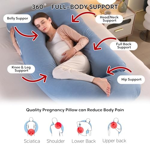 U Shaped Pregnancy Pillow for Sleeping, Maternity Body Pillow for Women - Image 3