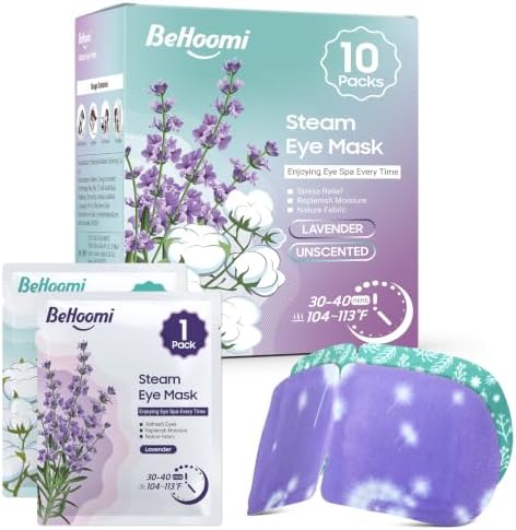 BeHoomi Steam Eye Mask, 10 Packs Heated Eye Mask, Self Heating Disposable Warm by BeHoomi