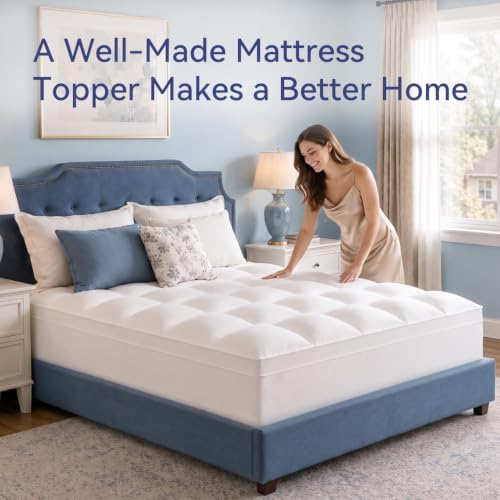 ELEMUSE King Mattress Topper, Extra Thick Pillow Top Mattress Pad Cover - Image 6