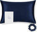 Alaska Bear Silk Pillowcase Standard Size Gift Set for Skin and Hair Care Beauty Sleep 100 Percent Organic Mulberry Pillow Slip Case(1pc, Navy)