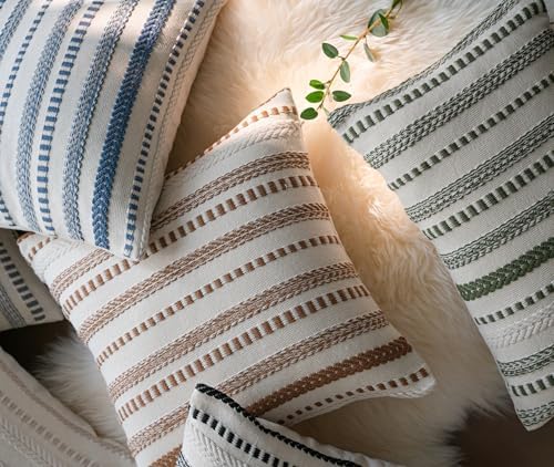 Cethom Brown Boho Throw Pillow Covers 22x22 Inch Set of 2, Stripe Textured - Image 7