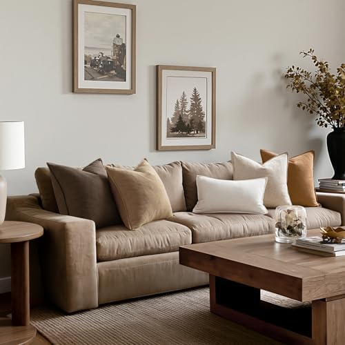 MIULEE Neutral Brown Boho Linen Pillow Covers 18x18 Inch Pack of 4 - Image 4