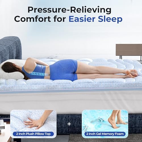 HOMRELEXA Dual Layer 4 Inch Cooling Memory Foam Mattress Topper Full Size - Image 5