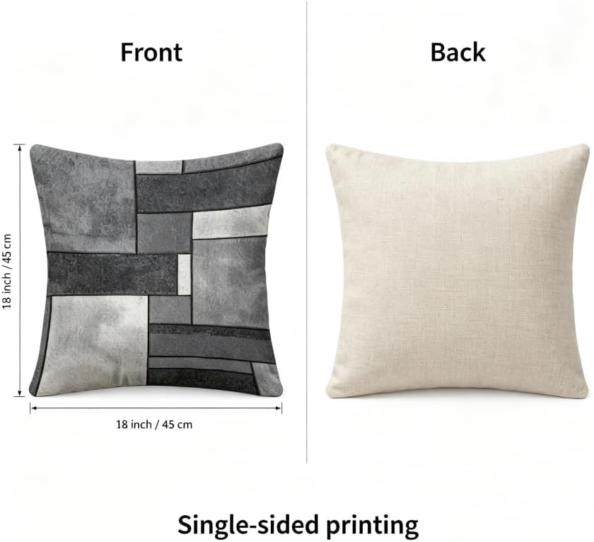 18x18 Inch Modern Grey Geometric Throw Pillow Covers Set of 2 - Image 2