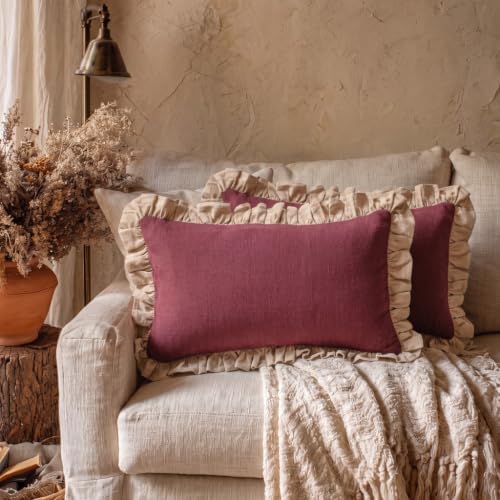 patdrea Vintage Red Linen Throw Pillow Covers - Image 2