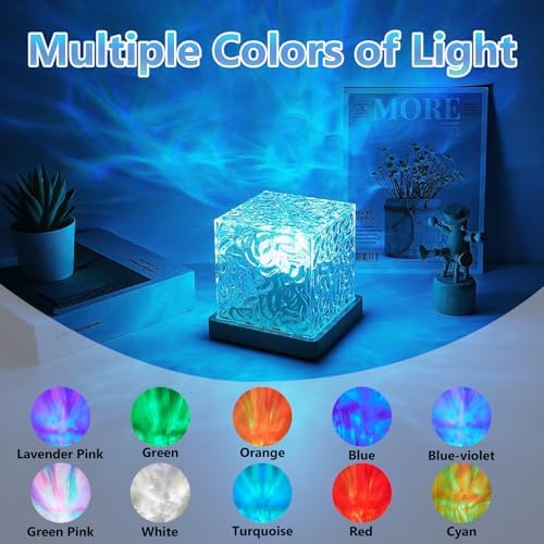 Ocean Wave Lights Projector Rechargeable, Touch Cube Color Changing Light with 16 Colors 4 Modes Dimmable Cordless Mood Lamp for Shower, Ambient Lighting for Bedroom and Bathroom - Image 2