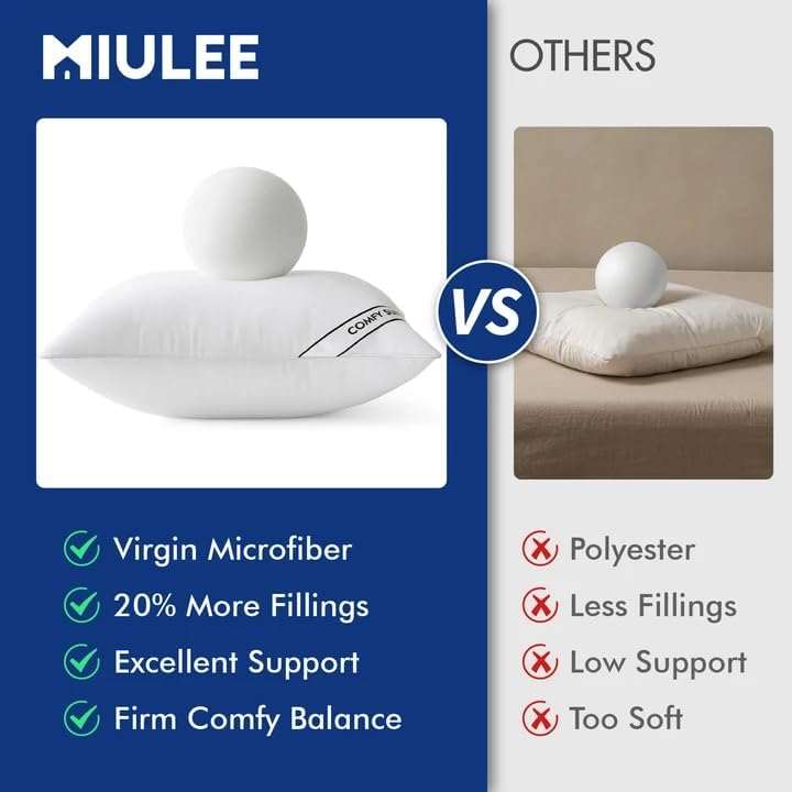 MIULEE 16x16 Pillows Inserts Pack of 4, Down Alternative Virgin Filling - Image 6