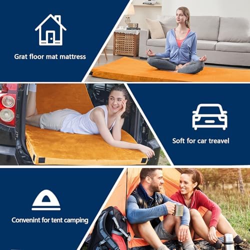 CYMULA Memory Foam Camping Mattress Pad, Sleeping Mat, Portable Roll Up Mattress - Image 3