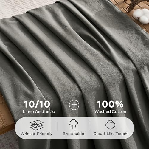 JELLYMONI 100% Washed Cotton Pillowcases, Envelope Closure 2-Pack - Image 4