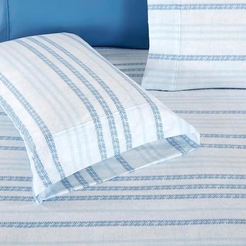 Elegant Comfort 6-Piece Sheet Set Deep Pocket Stripe, Traci Aqua - Image 5