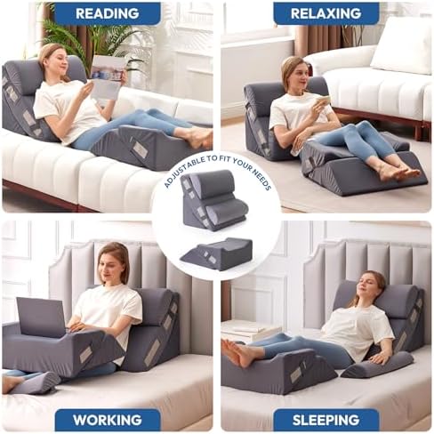 Ahpmeoa 6PCS Wedge Pillow Set for After Surgery, Back Pillow for Bed Sitting Up - Image 6