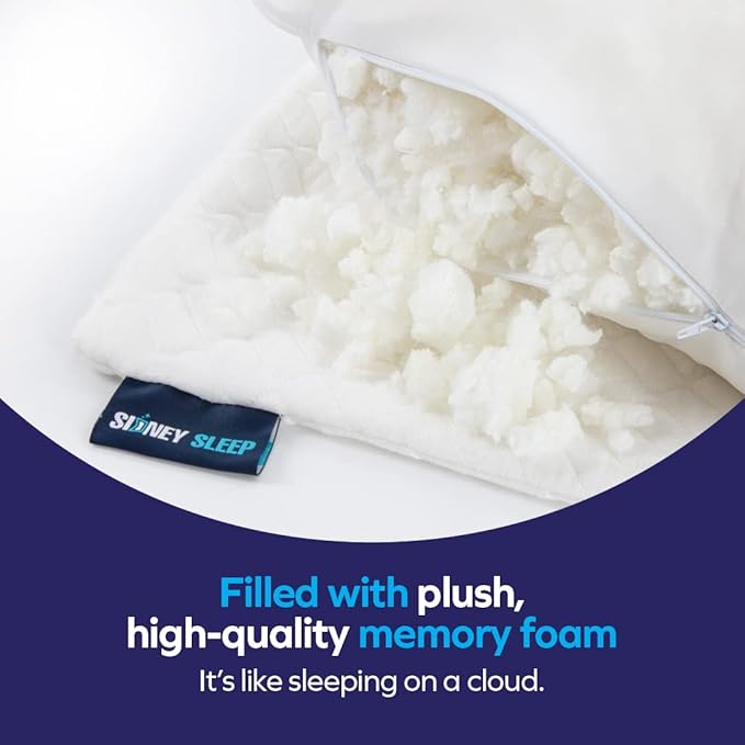 Sidney Sleep Adjustable Curved Contour Fill Pillow – Queen Size – for Side and Back Sleepers – Neck & Shoulder Comfort Support – Extra Fill Included (White)
