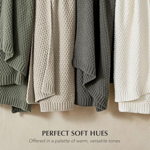 EVERGRACEHOME Chunky Chenille Knit Throw Blanket, 50 x 60, Charcoal Gray - Image 6