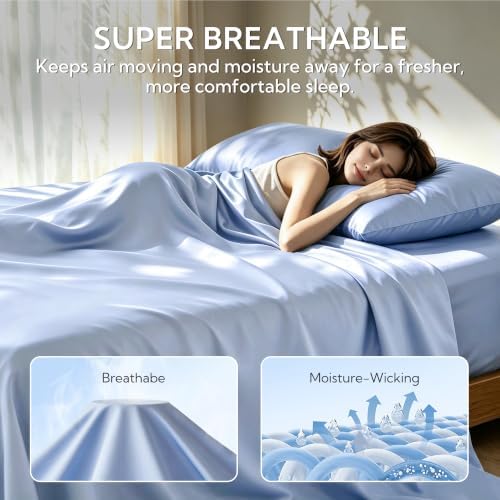 MR&HM King Pillowcase Set of 2, Cooling & Breathable, Light Blue - Image 3