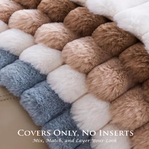 Set of 2 Decorative Throw Pillow Covers 18x18 Faux Fur Light Blue - Image 5